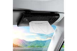 Soleebee 1 Pcs Car Tissue Holder, Sun Visor Napkin Holder Car Backseat Tissue Dispenser PU Leather Car Tissue Box with Tissue Refill (Crocodile Print Black)