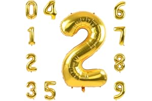 KOYIGO Gold 2 Balloons,40 Inch Numbers 0-9 Foil Balloons Birthday Party Decorations,Anniversary