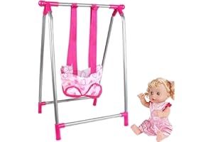 ORIOTAN Doll Stroller Playset, Baby Stroller Car Seat For Dolls, Baby Doll Nursery Role Play Playset, Cute Bright Color Baby Doll Dining Chair With Bed And Swing, Baby Doll Accessories Set Gifts
