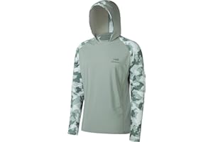 BASSDASH Camiseta de Pesca de Rendimiento UPF 50 para Hombre con Capucha de refrigeración de Camuflaje de Manga Larga
