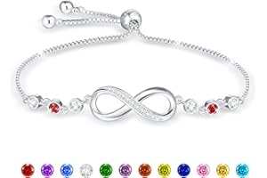 Halora Silver Infinity Birthstone Bracelet for Womens, Cubic Zirconia Birthstone Jewellery Friendship Birthday Gifts for Women Sister Her