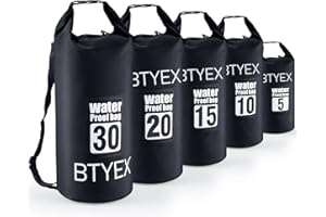BTYEX Dry Bag 5L 10L 15L 20L 30L Waterproof Dry Bags, Sack with Long Adjustable Shoulder Strap Perfect for Kayaking Canoeing Swimming Traveling Camping Hiking Boating Rafting Snowboarding