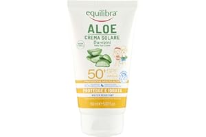 Equilibra Solari, Aloe Children's Sun Cream SPF 50+, Delicate Bristles with Aloe Vera, Argan Oil, Coconut Oil, Shea Butter and Vitamin E, Water Resistant, 150 ml