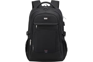 Backpack 17 Inch Travel Laptop Waterproof College Backpack Men Laptop Bag with USB Charging Port, black-c, 17 inch, Rucksack