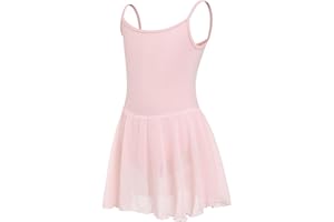 Eisnnu Ragazza Vestito da Balletto Ginnastica Leotard Corpo Cotone Senza maniche con Chiffon Gonna Adatto all'età 2-14 Anni