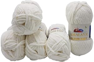 Ilkadim Export 5 x 100 Gramm Himalaya Dolphin Strickwolle, Babywolle einfarbig, 500 Gramm Wolle Strickgarn Super Bulky (altweiss 80363)