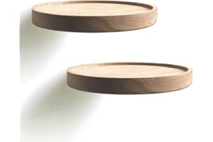 anaan Coracle Estantería de Pared Madera Redonda Baldas Flotante Estanterias de Pared Estante Colgante Mural Suspendida Exhibición para Plantas Vela Foto Decoracion Diseño Juego de 2 (Diámetro Ø18cm)