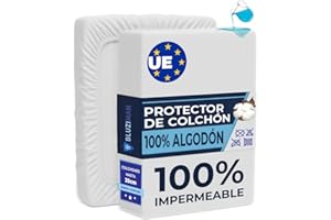 BLUZIMAN® Protector Colchon 150, Cubre Colchon Impermeable 100% Algodón Fabricado en España, Altura hasta 35cm, Protector de Colchon Anti Acaros, Funda Colchon, Mattress Protector (Cama 150x190/200)