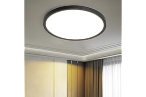 ‎ZMH ZMH LED Deckenlampe Deckenleuchte Schwarz - 3000K Badezimmerlampe Modern Decke 18W Flurlampe Rund Ø22CM Badlampe für Wohnzimmer Küche Schlafzimmer