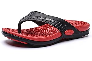 Aitaobao Mens Reflexology Massage Flip Flops Outdoor Shoes Lightweight Slide Slippers Waterproof for Home Beach Swimming Pool Sandals