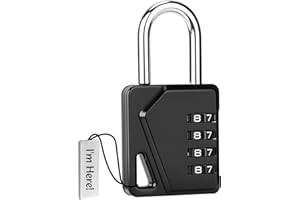 Euqvunn Candado Taquilla con Código de 4 Dígitos, Candado Combinacion Resistente a la Intemperie con Etiqueta Escrita, Candado Taquilla Gimnasio Refuerzo de Carcasa para Escuela (1 Unidad Negra)