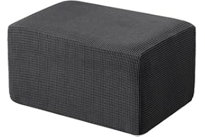 CLGTY Ottoman Slipcovers Rectangle, Folding Footstool Protector With Elastic Bottom Jacquard Spandex Footrest Covers Soft Washable Furniture Protector For Living Room-gray-One Size