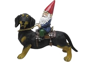 G&H Decor - Statue de jardin nain de jardin teckel de 35 cm - Figurine de chien Weiner - Sculpture de pelouse avec parapluie et détails incroyables - Résistant au gel - Convient pour une utilisation