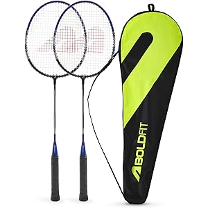Boldfit Badminton Rackets Aluminium Badminton Racket with Full Cover Bag Standard Shuttle Bat Match Shuttle Bats Lightweight Badminton Shuttle Bat - Blue