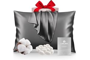 Larlary Jedwabna poszewka na poduszkę, 50 x 75 cm, szara, 90% jedwabiu, 10% bawełny, miękka i hipoalergiczna