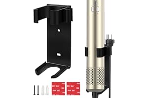 LAUVIOMIFY Niewymagający wiercenia uchwyt na prostownice i prostownice do włosów, uchwyt ścienny na szczotkę do prostowania i lokówki, odporny na wysokie temperatury, metalowy organizer do Dyson Airwrap