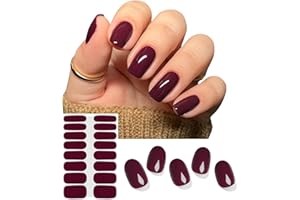 Ruzister 16 Stück UV Härtende Selbstklebende Nagelfolien Dunkelrot Halbgehärtete Gel Nagelsticker Nagelfolien für Lampe Wraps Selbstklebende Gel Folien Nägel Set