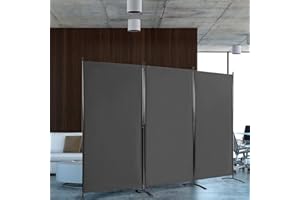 N\A GiantexUK Foldable 3-Panel Room Divider, Movable Wall Privacy Separator, Screen Protector for Bedroom, Living Room and Balcony (Grey)
