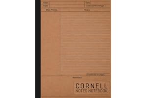Cornell Notes Notebook: Cornell Note Taking System Notebook for Students and Teachers | College Ruled Composition Paper for Taking Notes in Class