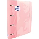 Oxford Touch 4 Ring Binder A4, Hard Cover, Elastic Closure | Includes 5 x 5 Grid Refill, 5 Colour Strips, Sticker Sheet, Pink