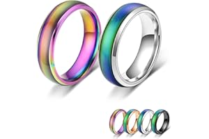 Bymivofun 2 Piezas Anillos de Estado de Ánimo, Anillo de Humor, para Novio, Novia, Fiesta Diaria, Cumpleaños, Día de San Valentín, Aniversario