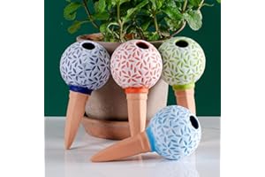 SilverChry Oyas a Planter Terre Cuite, Distributeur Eau Plante 4Pcs, Pointes Auto-arrosantes en Terre Cuite, Globes Arrosage Automatique Interieur pour Plante, cônes d'argile- Arrosage Plante Vacances