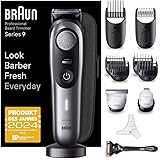 Braun Barttrimmer, Trimmer/Haarschneider Herren, Haarschneidemaschine Profi, 40 Einstellungen, Ladestation, Reiseetui, Bartsc