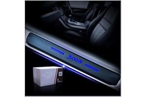 CWWHY 4 Piezas Protectores de Umbral de Puerta de Fibra de Carbono para Coche Placa de Desgaste Accesorios de Protector de Decoración de Umbral de Puerta, para Peu-geot 3008