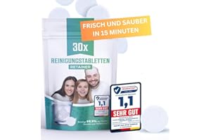 ‎PERFEKT-SCHLAFEN24 30 x Reinigungstabletten - Effektive Zahnpflege und Mundschutz - Halten Sie Ihre Knirscherschiene fleckenfrei - Zahnschiene Reinigung - Retainer cleaner - Gebissreiniger Tabs - Zahnspangenreiniger