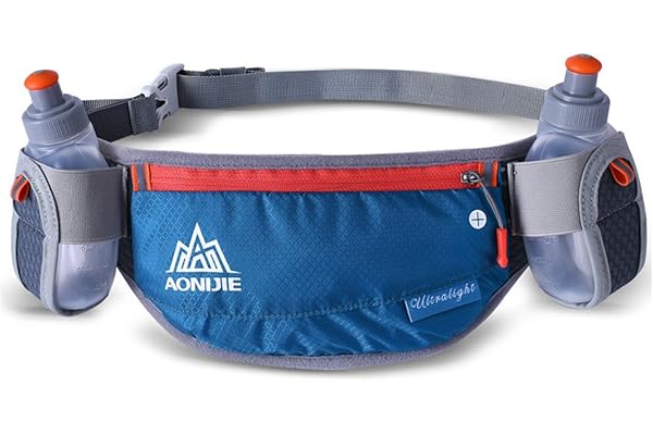 AONIJIE Ceinture D’hydratation Réglable Homme/Femme pour la Course, avec 2 gourdes de 170 ML (Vert foncé+ 2 Bouteilles d'eau de 170 ML)