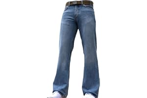 F.B.M JEANS BNWT Men's Wide Leg Bootcut Flared Blue Heavy Denim Jeans