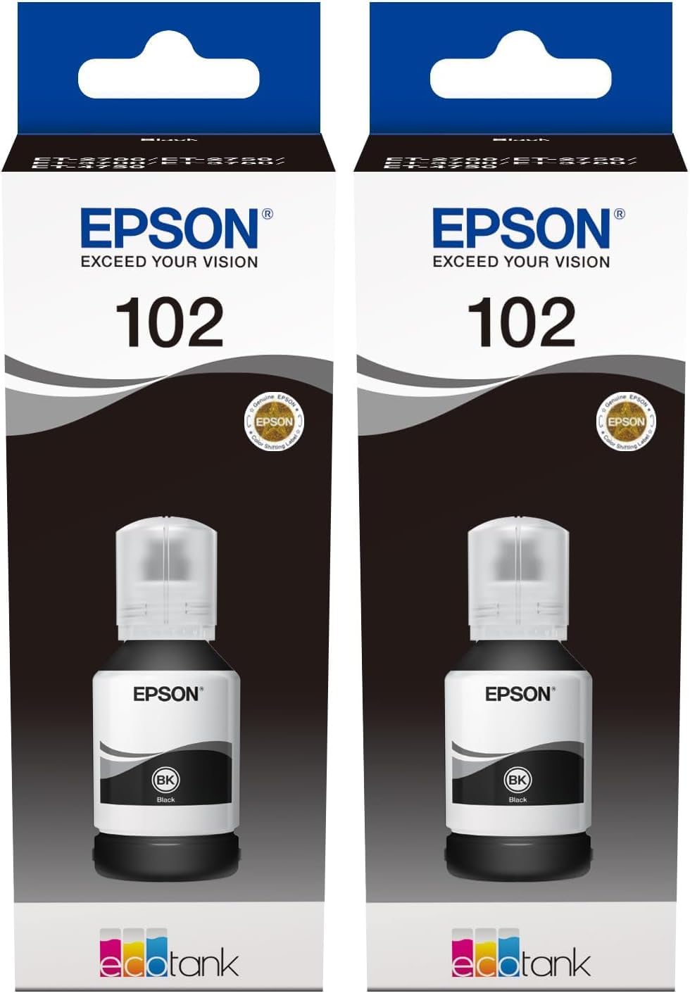 Epson EcoTank 102 Black Genuine Ink Bottle (Pack of 2)