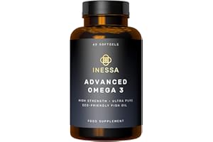 INESSA Omega 3 Fish Oil 1200mg (480mg EPA/360mg DHA per Capsule) High Strength, Ultra Pure, Eco Friendly 60 Capsules, 2 Months Supply. GMP & Friends of The Sea Certification