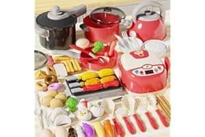 NXPZ Accessoire Cuisine Enfant, Jouet de Jeu de Rôle de Chef pour Enfants, Ustensiles de Cuisine Jouet avec Pots et Casseroles, Adapté Aux Garçons et Aux Filles de 3 à 8 Ans (68Pcs)