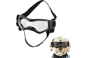 KINBOM Anteojos de Sol para Perros, Lentes para Perros a Prueba de Viento Antivaho Ajustables Lentes Perros para Mascotas Pequeños Medianos Perros al Aire Libre Protección para Los Ojos (Negro)
