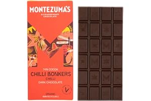 Montezuma's Chilli Bonkers, 74% Cocoa, Dark Chocolate With Chilli, Gluten Free, Naturally Vegan & Organic, 90g Bar