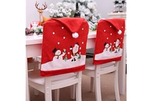 Wankd 4er Set Stuhlhusse, Weihnachten Stuhlhussen,Santa Claus Stuhlhusse Weihnachtsmütze Weihnachtsmütze Weihnachten Stuhl-Abdeckung Christmas Chair Cover Nikolausmütze Dekoration (60 * 49CM)