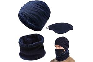 TRABIG 3 szt. Czapki zimowe Męska czapka szalik maska, czapki zimowe z ciepłą podszewką w rozmiarze unisex