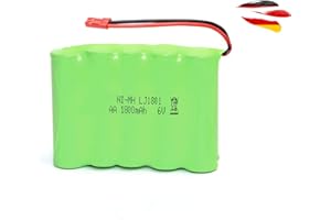 HIMOTO HSP Batería de 6 V 1800 mAh NIMH con conector JST de 2 pines para vehículos teledirigidos, camiones, barcos, excavadoras, rawler, Buggy, tanques y otros modelos RC