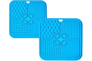 MacroHu 1x Lamer Perro Almohadilla Comida Alimentación Lenta Almohadilla Perros Alfombrilla para Perro Alfombrilla de Silicona Almohadillas Lamer Mascotas Comedero Lento para Perros Pet Mat- Azul