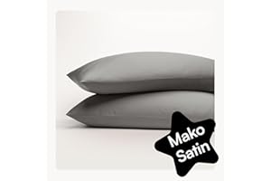 ‎SERALINO Seralino Satin Kissenbezug 40 x 80 Anthrazit/Dunkelgrau (2er Set) 100% Bio Baumwolle, Oeko-Tex, weich wie Seidenkissenbezug 40x80, auch als Dekokissen, 40x80cm Kissenbezug mit Reißverschluß