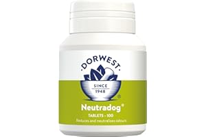 DORWEST HERBS Dorwest Neutradog Tablets For Dogs And Cats, 100 Tablets, Odour Absorbing Supplements for Dogs and Cats – For Neutralising Smells via Natural Removal, Green