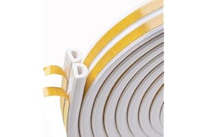 SHOCHX 10M Draught Excluder Tape for Door Window, Self-Adhesive Weather Stripping, Sealing Foam Tape Strip Against Cold Draught, Anti-Collision, Soundproof, Waterproof, Dustproof White