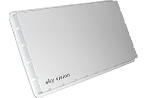 sky vision Flat H39 DS SAT Flachantenne (Flache Satellitenschüssel für 2 Teilnehmer, mit Twin-LNB) - SAT Antenne flach mit Halterung für Wand oder Mast, ersetzt SAT Schüssel 60 cm, weiß