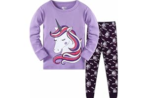 LitBud Navidad Pijamas de Las niñas pequeñas 100% algodón Jirafa Ropa de Dormir Pijama de Manga Larga pjs Conjunto para niños Talla 1 a 7 años Rosa