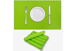SUPER MUNDO SM Super Mundo Lot de 6 Sets de Table en Silicone 45 x 30 cm - Dessous de Plat en Silicone imperméable - Vert
