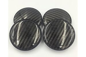 BIZTECH 4x Universal Carbon Fibre Effect Car Auto Alloy Wheel Center Hub Caps Covers Set No Logo Plain Emblem 60mm Rim Hub Cap Cover Hubcap Tyre Trim Truck Plastic Plating