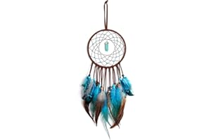 VEUWOLM Acchiappasogni da Parete Decorazione per Bambini con Piume Blu indiano Turchese L'acchiappasogni Di Piume Dream Catcher per Casa e Auto Camera Parete Appeso Ornamento