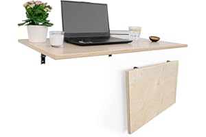 CAWI Mesa plegable de pared estable de madera maciza: ahorra espacio, mesa de cocina plegable y escritorio flotante, mesa plegable de MDF laminado
