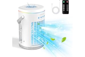 TIPTOP HOME Portable Air Conditioners,1400ml Mini Air Conditioner 4-in-1 Air Cooler Remote Control Humidifier Mini AC with LED, Personal Air Conditioner 3 Speeds Timing Evaporative Cooling Fan for bedroom Outdoor